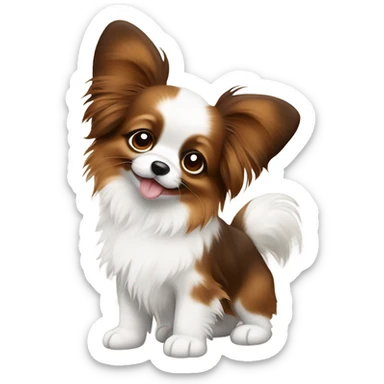 Cute papillon puppy brown and white  sticker