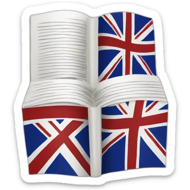 Create a book illustration with a UK flag for an English subject emoji sticker