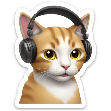 cat in headphones sticker