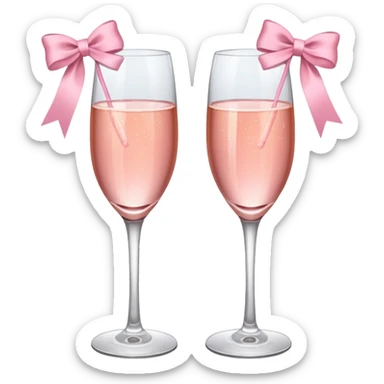 Dos Champagne rosa cruzadas con un listón de moño color rosa claro  sticker