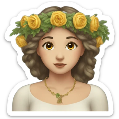 girl in a wreath and with tarot cards sticker