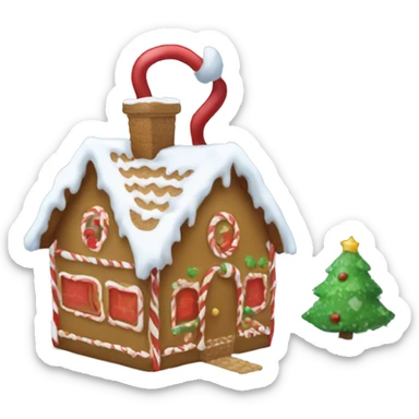 Draw a winter ball with a red base inside which there is a Christmas tree and a gingerbread house and with snow sticker