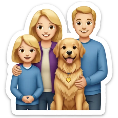 Mom and dad and two sons  and two golden retrievers sticker