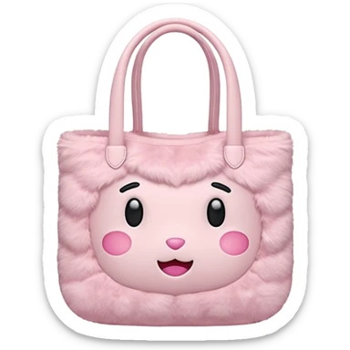 Aesthetic pink plush tote bag sticker