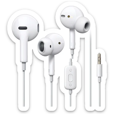 White Apple EarPods with wires and inline remote control sticker