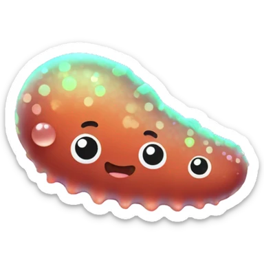 Baby Kawaii neon glitter sea cucumber emoji    sticker