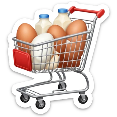 carrito de compras leche huevos carne sticker