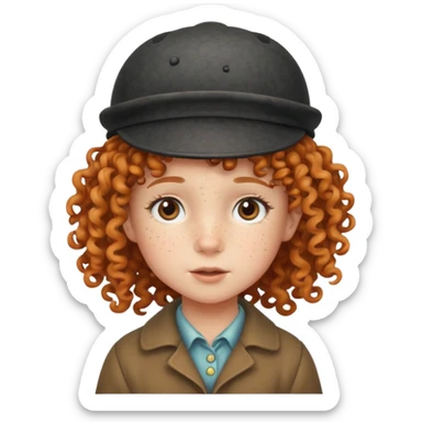 a little girl kid with curly hair, deerstalker sticker