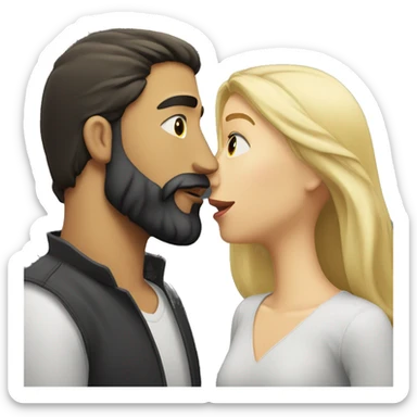 Dark hair man with beard kissing a blond woman  sticker