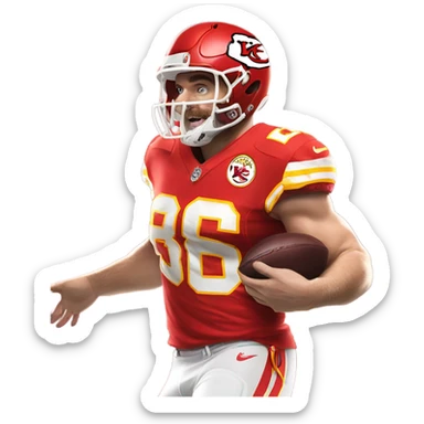 Travis Kelce scoring a touchdown sticker