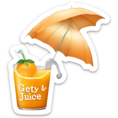 Orange juice with an umbrella and a get well soon sign sticking out of it  sticker