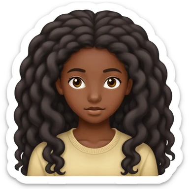 Teenage black girl with coily long hair sticker