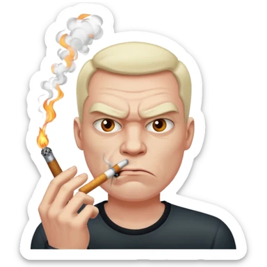 злой парень курит сигарету sticker