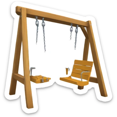 One seat swing set wood, metal seat sticker