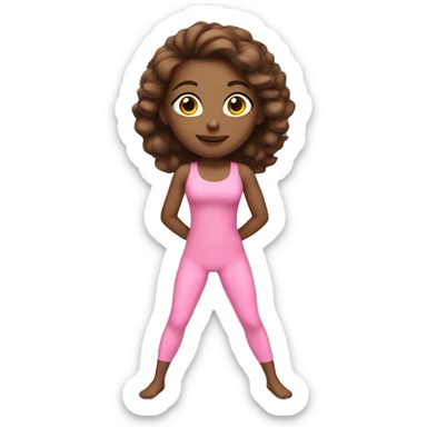 Light Brunette doing yoga pink outfit  sticker