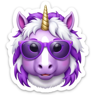 Purple unicorn with sunglasses sticker