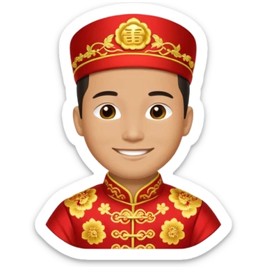 American groom, traditional, culture of chinese, smiley on face. sticker