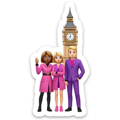 London Big ben and couple is seeing toward big ben and keep couple dress colourful pink,purple,orange,black and some lights sticker
