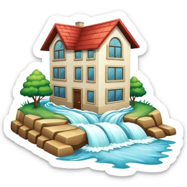 A flood with rushing water and submerged surroundings sticker