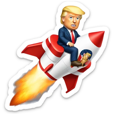 Donald Trump riding on a rocket sticker
