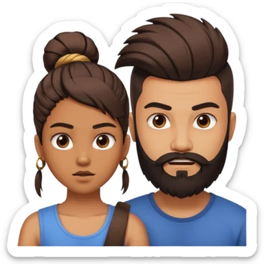 brother and sister fighting modern culture naughty  - indian skin and hairstyle - men beard  sticker