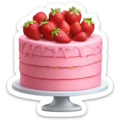 pink cake with strawberries sticker