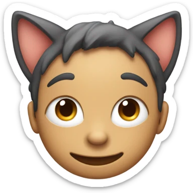 crazy face with cat ears sticker