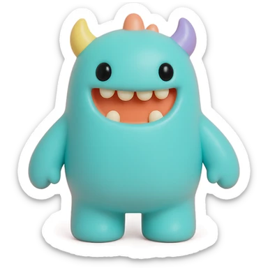 cute monster character, toy-like, colorful sticker
