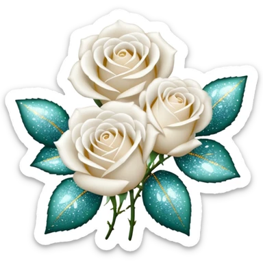 Glitter White Roses sticker