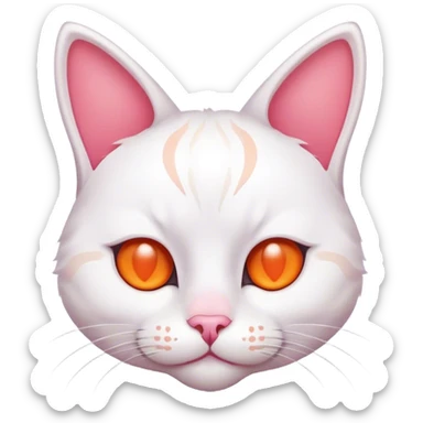 white cat with an upside-down Y pattern between ears sticker