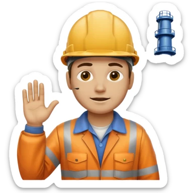 Engineering Oil plant worker in spilled clothes, funny sticker