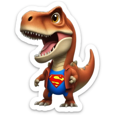 t-Rex with superman symbol with thumb up sticker