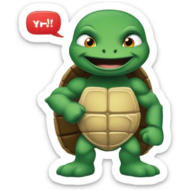 Ninja turtle with text bubble “cowabummer” sticker