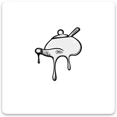 simple honey pot with honey dripping, hand drawn black outline doodle sticker