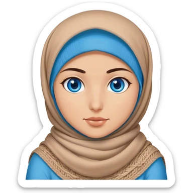 Turkish beautiful finish Konya girl blue eyes with hijab and knitting  sticker