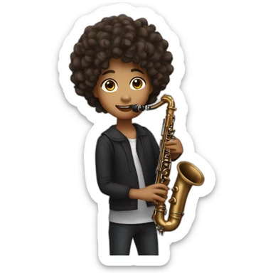 Dark, curly wavy haired 17 year old playing the clarinet sticker