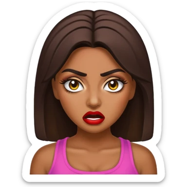 Original emoji style, of angry Huda from love island USA sticker