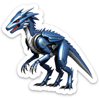 Edgy Futuristic Mechanical Sergal-raptor-nargacuga-vernid, full body sticker