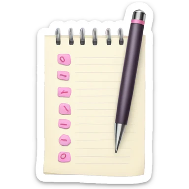 Light pink to do list with pen sticker