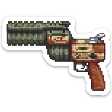 pixel art under barrel grenade launcher, Call of Duty style, minimalistic, side profile, no text sticker