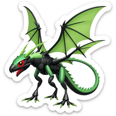 Gothic Black Edgy Futuristic Flygon-Scyther-Fakemon-creature Full Body sticker
