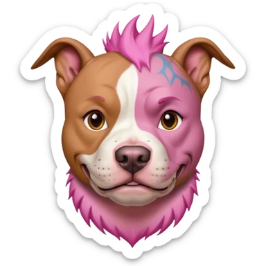 very tattoed face pitbull dog with pink spiky hair sticker
