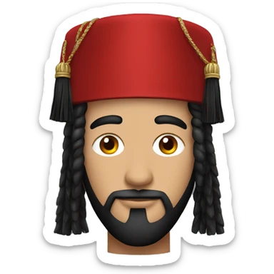 man wearing red fez with black tassels sticker