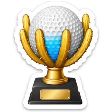 gold cactus trophy golf sticker
