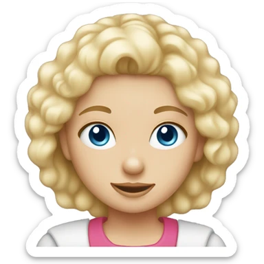 Blonde girl blue eyes holding spitz  sticker