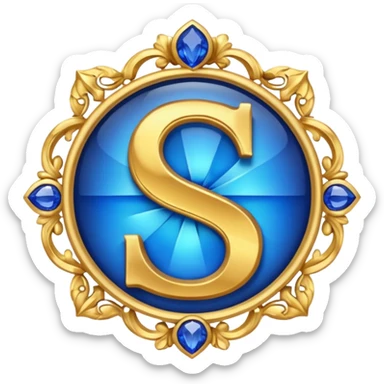 Create a custom emoji badge featuring a stylized letter “S”. Style it after the Challenger rank from League of Legends. Use gold & sapphire blue colors, radiant glow effects, and a majestic, high-prestige frame.
 sticker