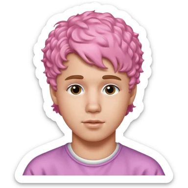 justin bieber with pink short curly hair sticker