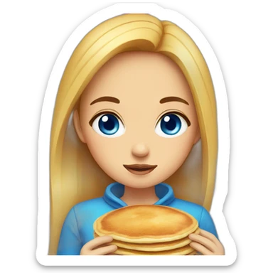 girl whit blue eye eat pancake sticker