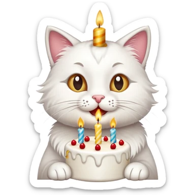 Happy cat blowing birthday candles sticker