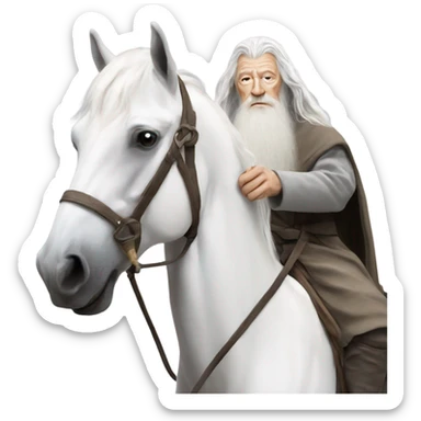Gandalf the  white on white horse sticker